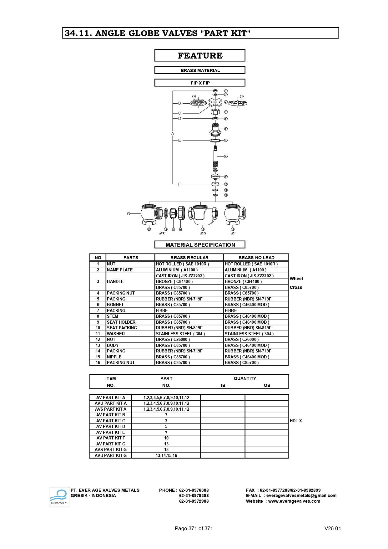 ANGLE GLOBE VALVES WITH UNION - AVU 42-44 - AVU 42X-44X -Sparepart
